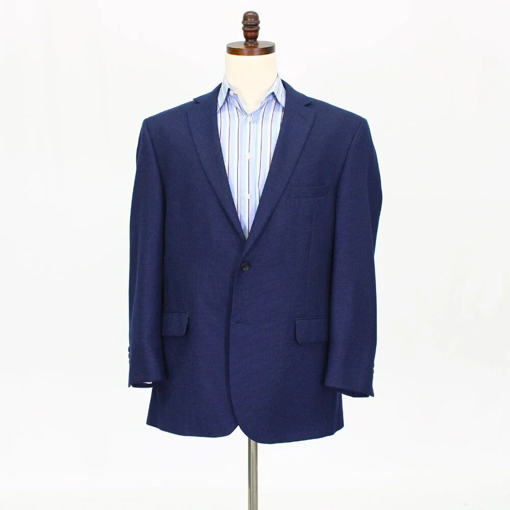 Jos. A. Bank 46L Blue Solid 2-Button Sport Coat Blazer Jacket T582